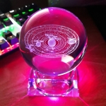 Quả cầu thủy tinh Hệ mặt trời - Solar Crystal Ball 8cm đế đèn LED